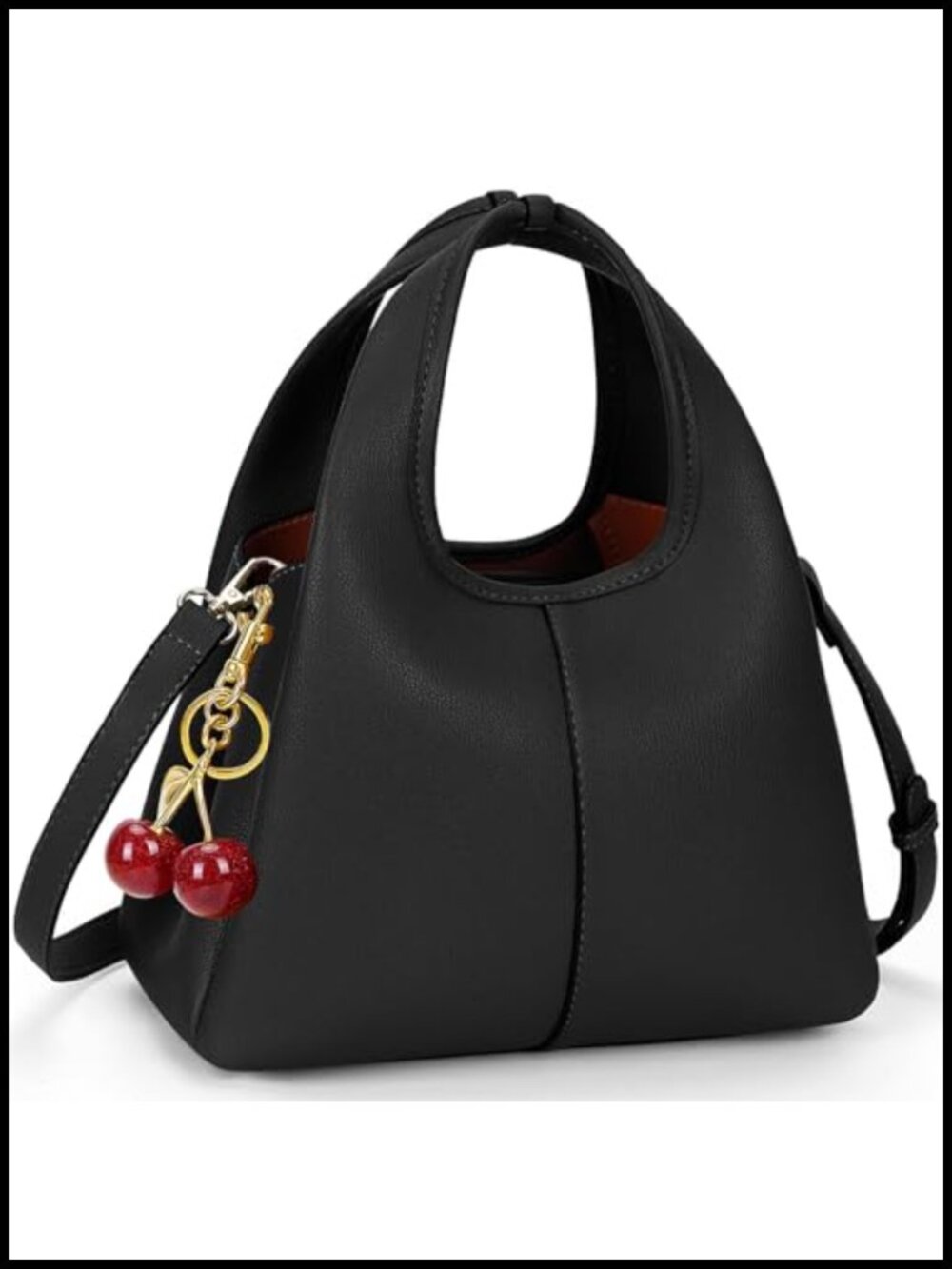 Faux Leather Top Handle Bucket Bag Small Crossbody Purse Satchel Tote